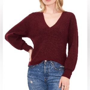 1.State V-neck Sweater - Large in Windsor Wine